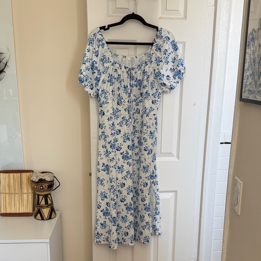 Floral Blue and White Dress
